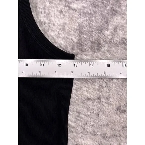 Anine Bing Top Medium Womens Black Ribbed Sleeveless Tank - Picture 4 of 10